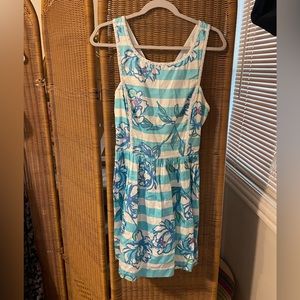Lilly Pulitzer striped dress with pearl beading.